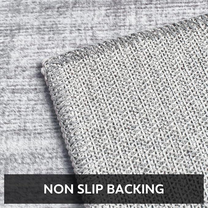2x8 Runner Rug Machine Washable Non Slip Area Rug Modern Abstract Rug Ultra Soft Floor Runners for Hallways for Entryway Laundry Room Kitchen, Grey