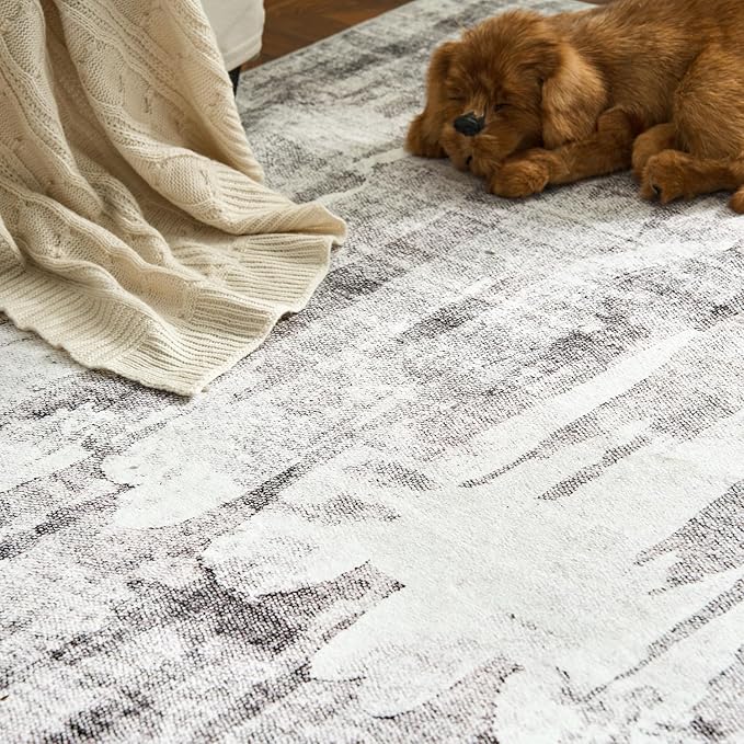 jinchan Area Rug 2x3 Modern Abstract Washable Entryway Rug Soft Small Grey Multi Contemporary Accent Mat Non Slip Backing Carpet for Kitchen Bathroom Laundry Room