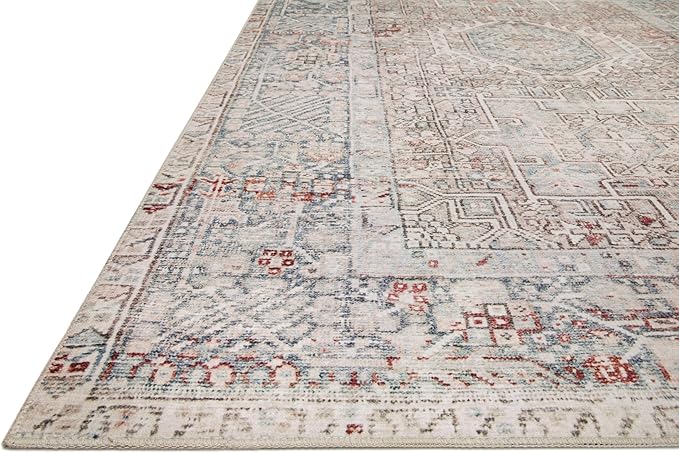 Loloi Chris Loves Julia Jules Collection JUL-07 Natural/Ocean 5'-0'' x 7'-6'', .13" Pile Height, Area Rug
