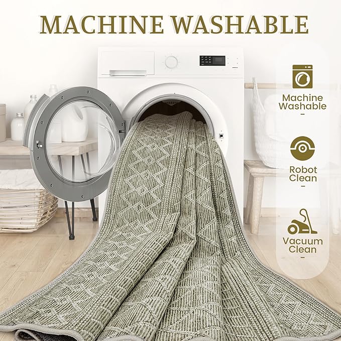 2x3 Rug Entryway Rugs: Washable Boho Small Geometric Moroccan Rug Modern Indoor Soft Non Slip Ultra Thin Front Door Mat for Kitchen Bedroom (Camel, 2'x3')