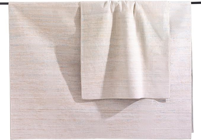 Carvapet Rugs for Living Room, Ombre Beige Modern Low Pile Large Carpet with Rubber Backing, Foldable, Non Slip Machine Washable (10 x 8 Feet Rectangular, Beige Area Rug)