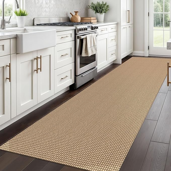 Braided Runner Rug 3x10 Ft Washable Runners for Hallways Non Slip Kitchen Runner Rug Cotton Long Entryway Runner Indoor, Woven Carpet for Hall Kitchen Entryway, Orange/Tan/Brown