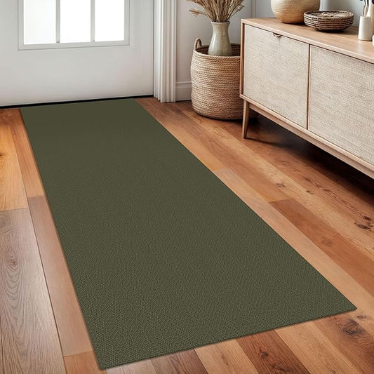 Braided Runner Rug 2x5 Ft Washable Runners for Hallways Kitchen Runner Rug with Rubber Backing Cotton Entryway Runner Indoor, Woven Floor Carpet for Hall Kitchen Bedroom, Dark Green