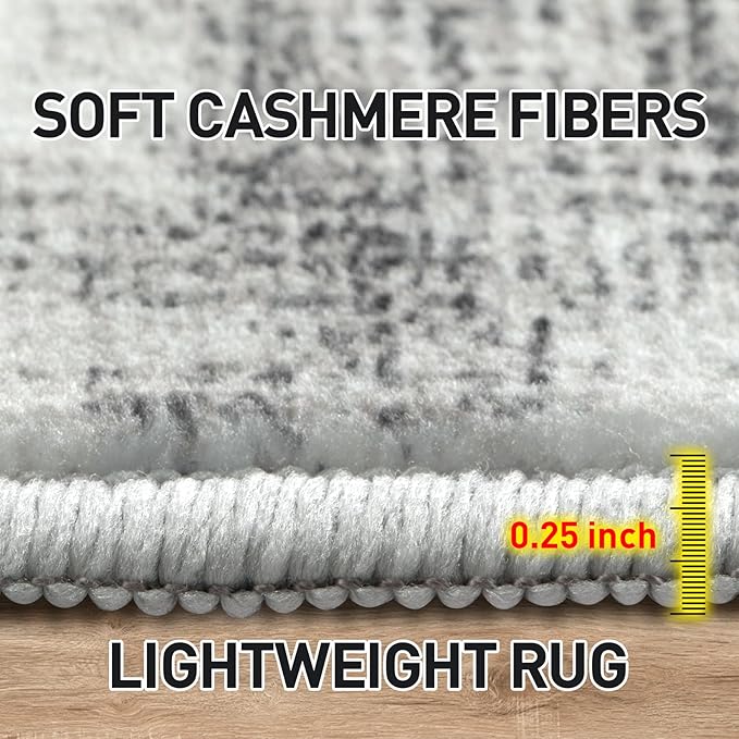 10x14 Area Rugs Washable Rug: Modern Abstract Living Room Rug Soft Anti-Skid Thin Carpet Indoor Floor Non-Shedding Carpets for Bedroom Dining Room Farmhouse Nursery Home Office Black Grey
