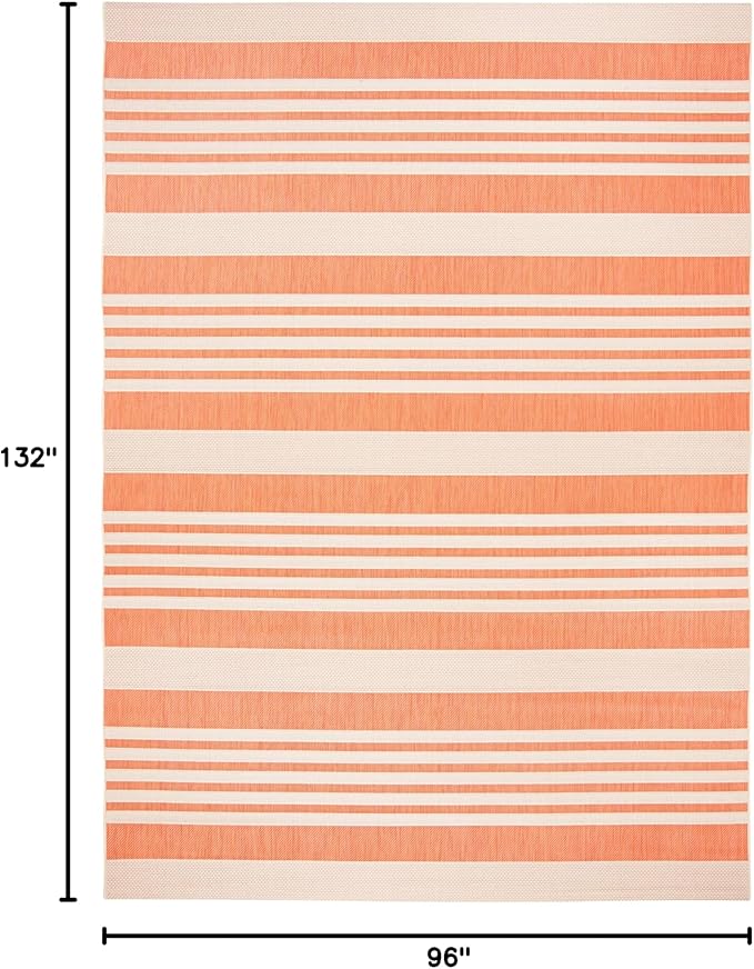 SAFAVIEH Courtyard Collection 8' x 11' Terracotta/Beige CY6062 Stripe Indoor/ Outdoor Waterproof Easy Cleaning Patio Backyard Area Rug