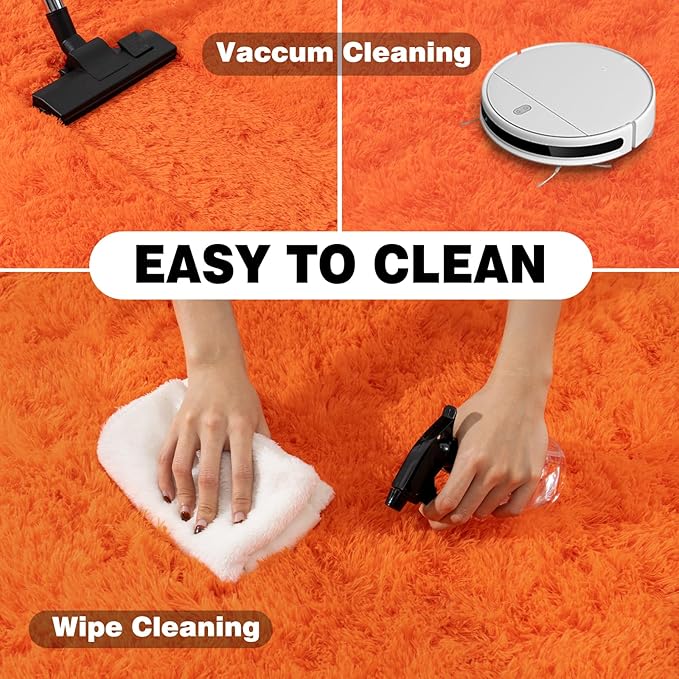 5x7 Shaggy Rugs for Living Room, Orange Fluffy Area Rug for Bedroom, Soft Plush Shag Carpet for Kids Room, Indoor Non-Slip Fuzzy Rug
