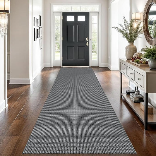 Braided Runner Rug 3x10 Ft Washable Runners for Hallways Non Slip Rubber Backed Kitchen Runners Cotton Long Entryway Runner Indoor, Woven Carpet for Hall Kitchen Entryway, Dark Grey/Grey