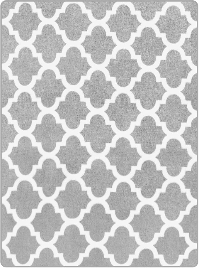 Geometric Shag Modern Area Rug for Living Room Bedroom, 3x5 Moroccan Fluffy Rug Indoor Carpet for Kids Nursery Bedside Room Decor, Memory Foam Super Soft Shaggy Rugs, Grey