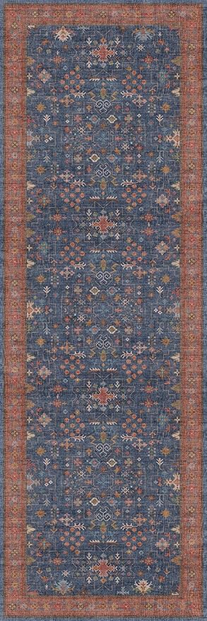 Navy Blue Runner Rug 2x6 for Kitchen, Hallway, Mudroom, Laundry Room, Bathroom, Washable Non Slip Non Skid Rubber Backing Low Pile Stain Resistance