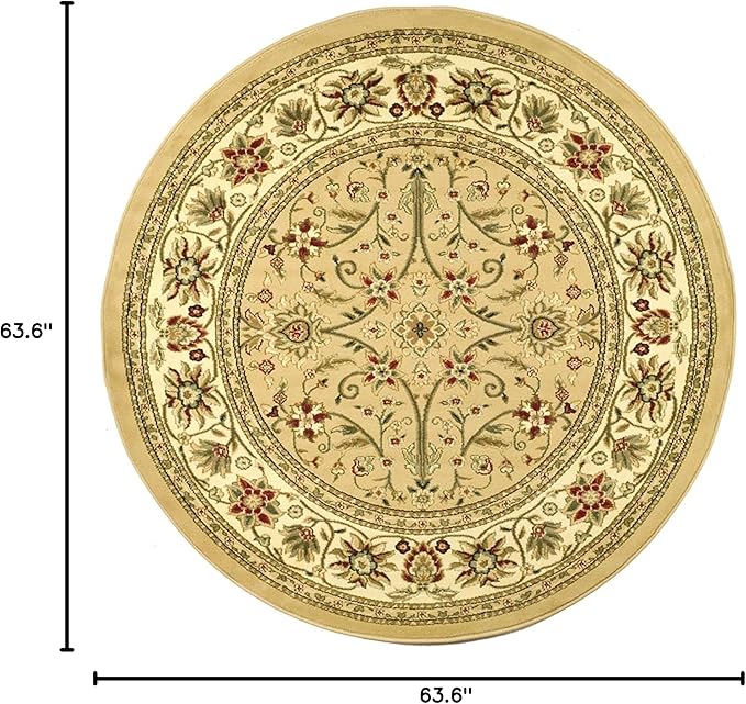 SAFAVIEH Lyndhurst Collection 5'3" Round Beige/Ivory LNH212D Traditional Oriental Non-Shedding Dining Room Entryway Foyer Living Room Bedroom Area Rug