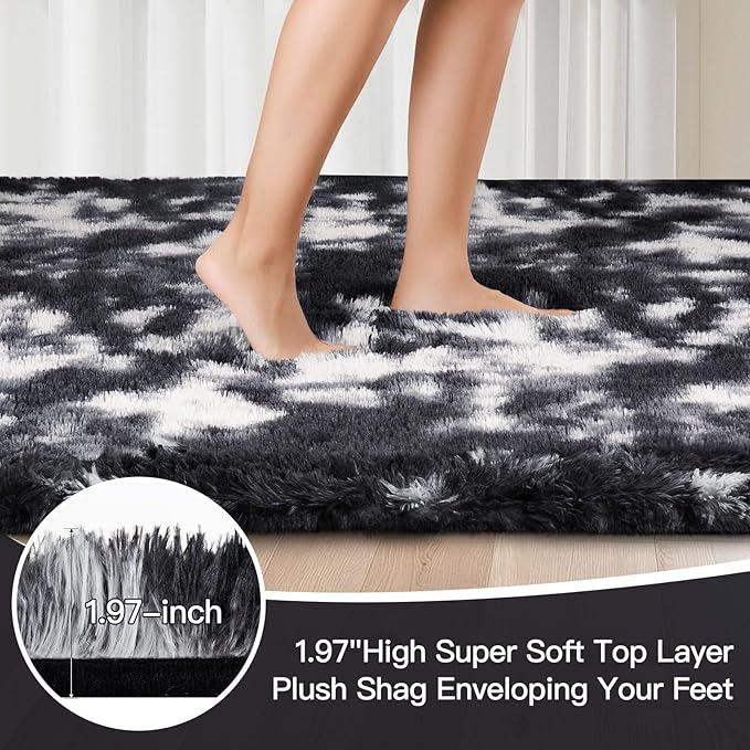 Sour Lemon Area Rugs 9x12 Living Room, Large Area Rug Shag Shaggy Carpet Soft Plush Furry Bedside Rug, Machine Washable Area Rugs for Bedroom Kids Girls Boys Home Decor Anti Slip