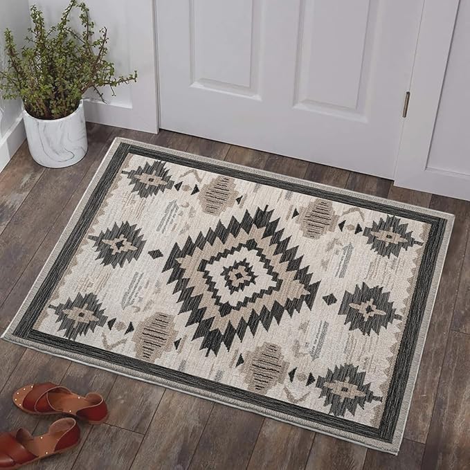 Southwestern Rug 2x3 for Entryway Western Aztec Area Rugs Machine Washable Tribal Navajo Southwest Rug Non Slip Printed Low-Pile Indoor Door Mat Floor Carpet for Kitchen Bathroom Laundry