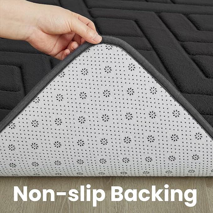 Ultra Soft Dark Grey Area Rug for Living Room, 6x9 Modern Geometric Shag Rugs with Nonslip Backing for Bedroom, Washable Fuzzy Carpet for Cozy Kids Room Nursery