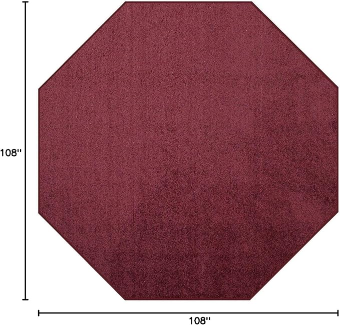 Furnish my Place Modern Indoor/Outdoor Commercial Solid Color Rug - Cranberry, 9' Octagon, Pet and Kids Friendly Rug. Made in USA, Area Rugs Great for Kids, Pets, Event, Wedding