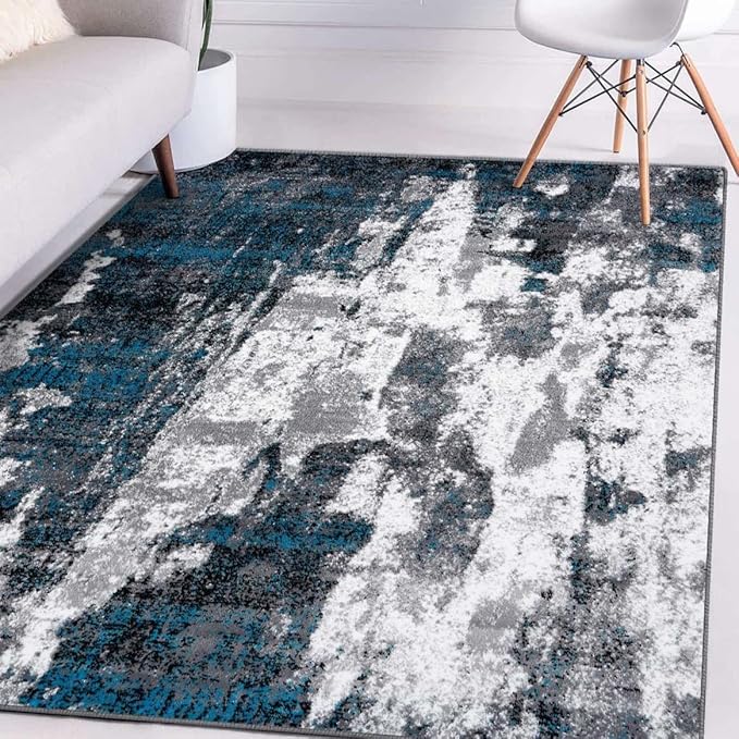 LUXE WEAVERS Modern Abstract Art Turquoise 5x7 Area Rug