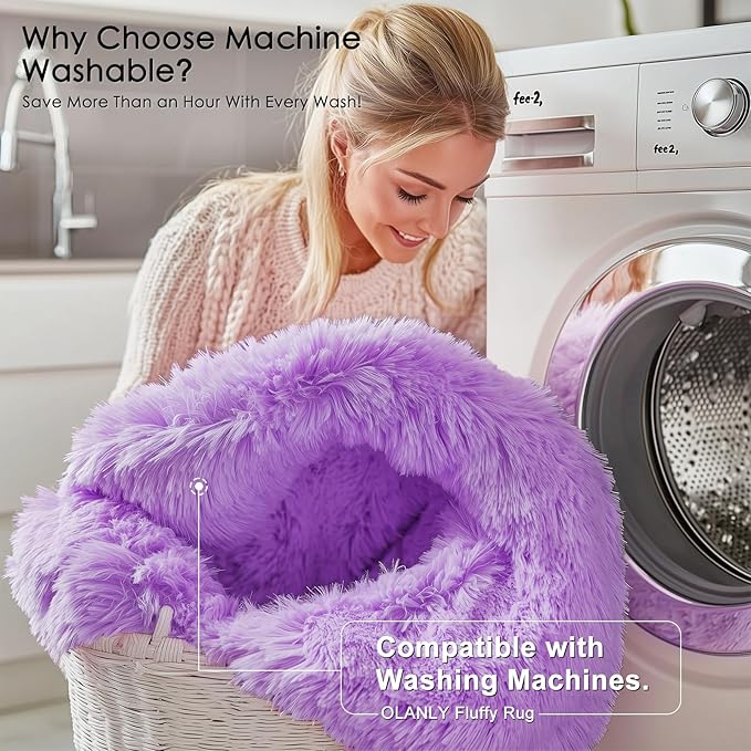 OLANLY 2x3 Machine Washable Small Bedside Rug, Soft Fluffy Shaggy Entryway Throw Rugs for Bedroom, Living Room, Indoor Floor Carpet for Kids Girls Boys, Nursery Rooms, Home Decor Aesthetic, Purple