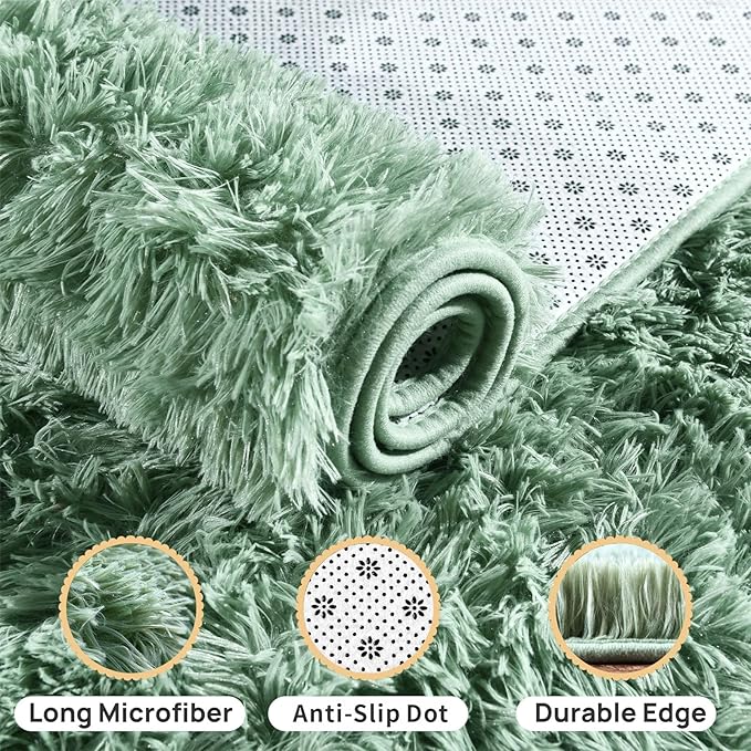 Shaggy Area Rugs, Fuzzy Rugs for Living Room, Soft Play Nursery Area Rug for Girls, Shag Area Rugs Non Slip, Fluffy Faux Fur Rug Carpet