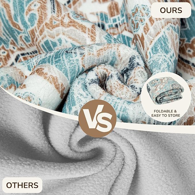 BESTSWEETIE 2x6 Area Rugs for Living Room, Washable Ultra Soft Boho Vintage Print Pattern Rug Non Slip Low Pile Carpet for Dining Room Bedroom Entryway Indoor-Navy/Light Blue/Natural