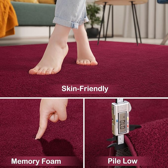Keeko 2x6 Runner Rug, Bedroom Bedside Runner Rug Small Carpet Living Room Area Throw Rugs for Hallway Soft Indoor Memory Foam Rugs for Teen Kids Classroom Nursery Dorm Laundry Room Decor Red