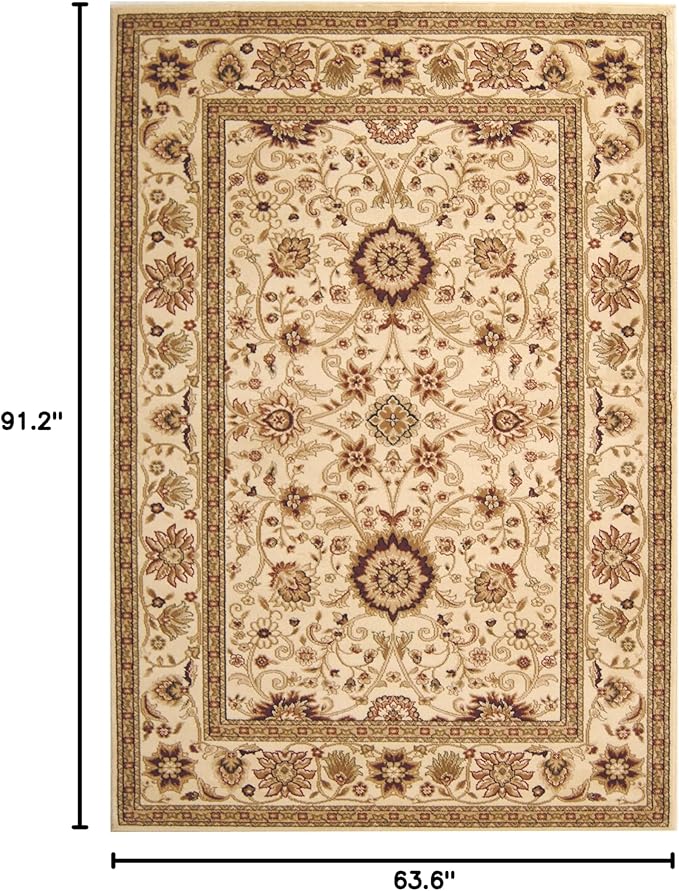 SAFAVIEH Lyndhurst Collection Area Rug - 5'3" x 7'6", Ivory & Ivory, Traditional Oriental Design, Non-Shedding & Easy Care, Ideal for High Traffic Areas in Living Room, Bedroom (LNH212L)