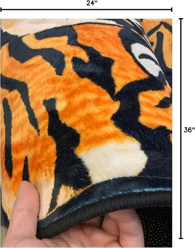 Tiger Printed Skin Area Rugs, Non- Slip Rug for Bathroom, Tiger Door Mat, Machine Washable Carpet for Bed Room 01