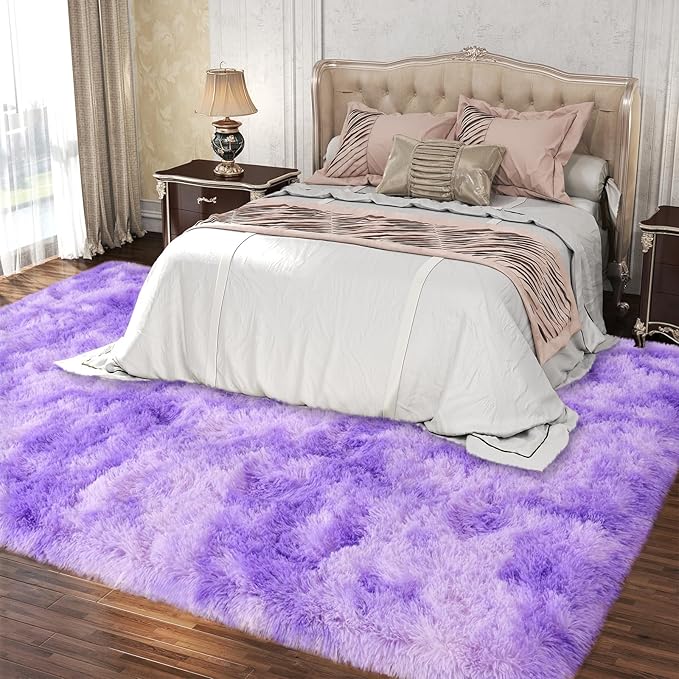 5x7 Area Rugs for Living Room, Plush Thick Carpets for Boy and Girls Room, Modern Soft Shag Rug for Bedroom, Non Slip, Large Indoor Carpet for Nursery Dorms Home Decor Aesthetic, Purple