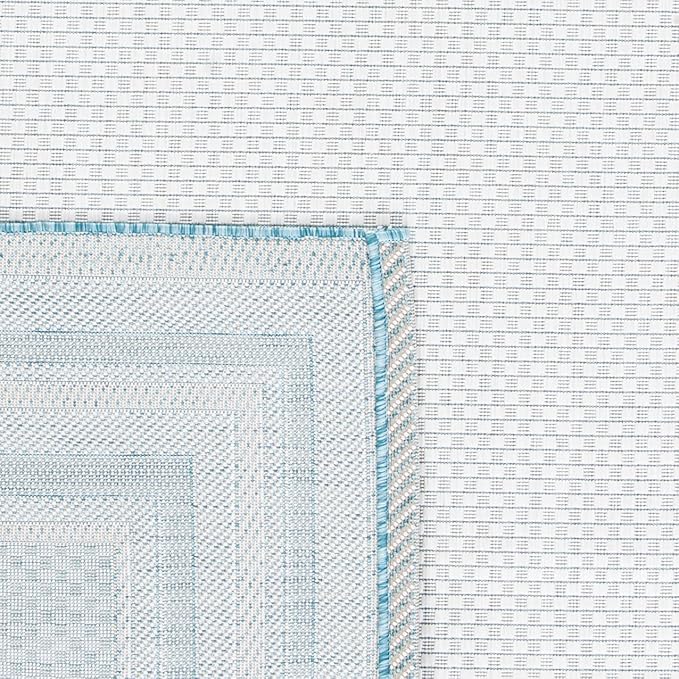 SAFAVIEH Courtyard Collection 5'3' x 7'7' Ivory / Aqua CY8475 Indoor/ Outdoor Patio Backyard Mudroom Area Rug