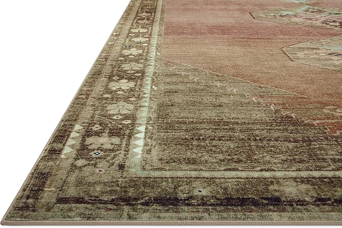 Loloi Magnolia Home by Joanna Gaines Sinclair Collection SIN-06 Clay/Tobacco 2'-3" x 9'-6", .25" Pile Height, Machine Washable, Runner Rug