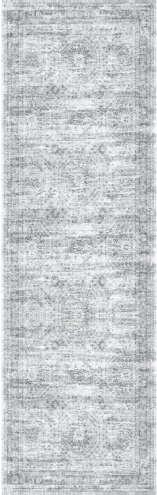 Runner Rug 2'x6' Washable Non-Slip Runner Rugs for Kitchen Bathroom Laundry Room Grey Vintage Floor Carpet Runners for Hallway Entryway