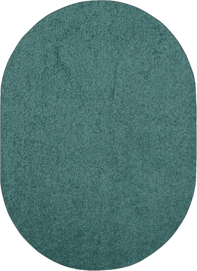 Solid Color Area Rugs Teal - 8' x 10' Oval, Indoor, Stain & Fade Resistant, Perfect for Living Room, Bedroom, Dining Room, Entryway, Doorway, Pet & Kids Friendly Rug, Wedding, Made in USA