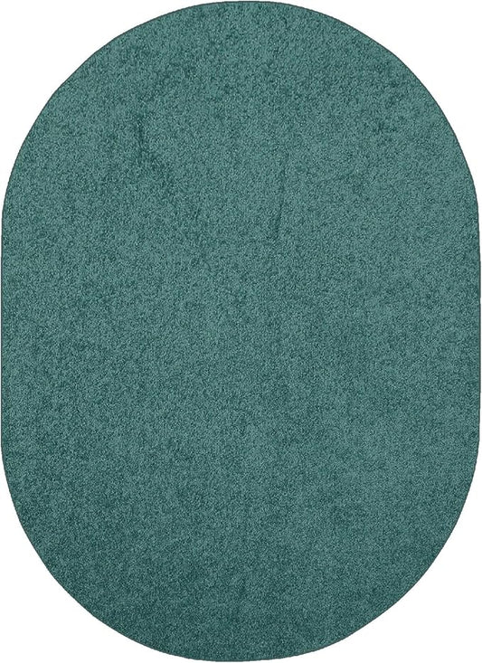 Solid Color Area Rugs Teal - 8' x 10' Oval, Indoor, Stain & Fade Resistant, Perfect for Living Room, Bedroom, Dining Room, Entryway, Doorway, Pet & Kids Friendly Rug, Wedding, Made in USA