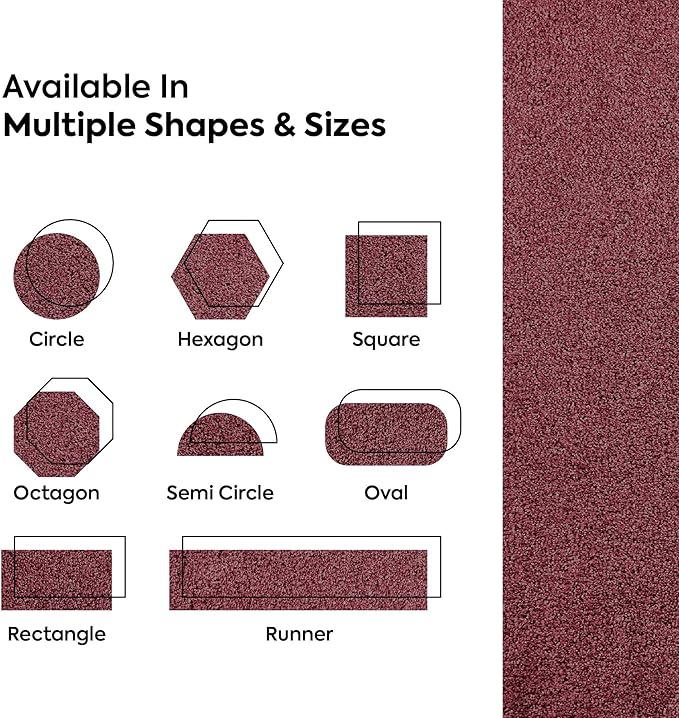 Furnish my Place Modern Indoor/Outdoor Commercial Solid Color Rug - Cranberry, 9' Octagon, Pet and Kids Friendly Rug. Made in USA, Area Rugs Great for Kids, Pets, Event, Wedding