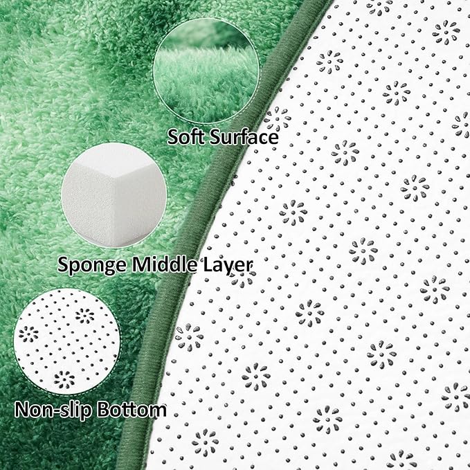Lascpt Round Rug for Bedroom 7x7, Tie-Dyed Green Circle Rug for Living Room Super Soft Thicken Memory Foam Circular Rug, Indoor Area Rug for Modern Home Decor, Round Carpet for Nursery Kid's Room