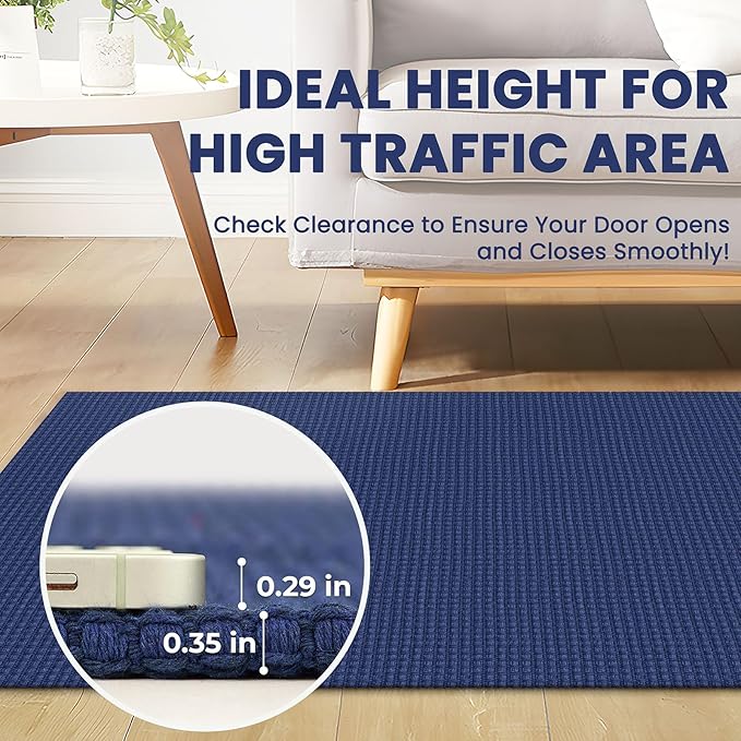 Small Braided Rugs 2x3 Ft Area Rugs for Entryway Washable Rug Throw Rugs Rubber Backed Cotton Woven Door Mat Indoor Entrance Front Door Rugs for Foyer Bathroom Kitchen, Royal Blue/Navy