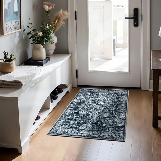 2x3 Entryway Rug, Non-Slip Washable Door Mat, Modern Soft Indoor Entrance Rugs, Foldable Small Throw Rug for Front Door Bedroom Kitchen Entryway Bathroom Floor