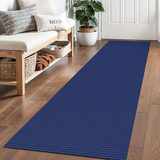 Braided Runner Rug 2x6 Ft Washable Runners for Hallways Kitchen Runner Rug Rubber Backed Cotton Entryway Runner Indoor, Woven Floor Carpet for Hall Kitchen Bedroom, Royal Blue/Navy