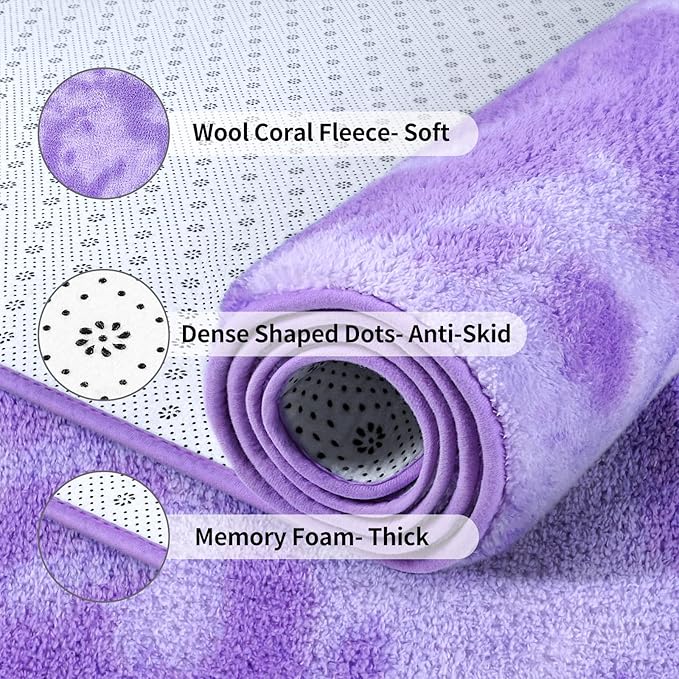 FlyDOIT Large Area Rugs for Living Room Bedroom, 7x10 Ft Tie-Dyed Purple Ultra Soft Comfy Thickened Memory-Foam Indoor Carpets, Cozy Modern Floor Rug for Boys Girls Playroom Dorm Nursery Home Décor