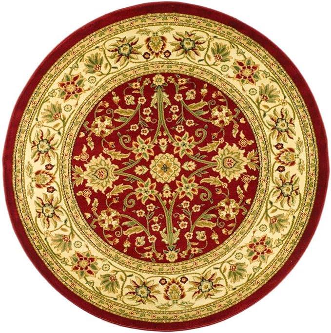 SAFAVIEH Lyndhurst Collection 3'3" Round Red / Ivory LNH212F Traditional Oriental Non-Shedding Dining Room Entryway Foyer Living Room Bedroom Area Rug