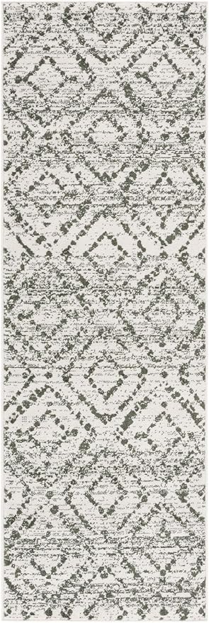 SAFAVIEH Adirondack Collection Runner Rug - 2'6" x 8', Ivory & Green, Geometric Design, Ideal for High Traffic Areas in Entryway, Kitchen & Bathroom (ADR131W-28)