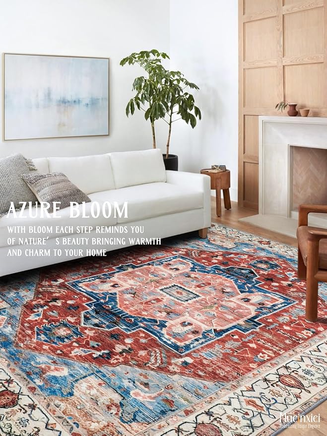 2x3 Area Rug - Non-Slip Machine Washable Low-Pile Soft Boho Oriental Carpet for Entryway, Living Room, Bedroom, Kitchen | Door Mat, Small Space Decor & Indoor Use