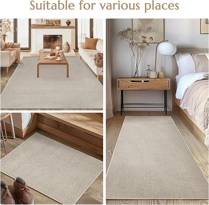 jinchan Modern Runner Rug 2x5 Washable Hallway Rug Grid Runner Indoor Floor Cover Geometric Contemporary Non Slip Soft Carpet for Kitchen Bedroom Laundry Room Home Office Taupe