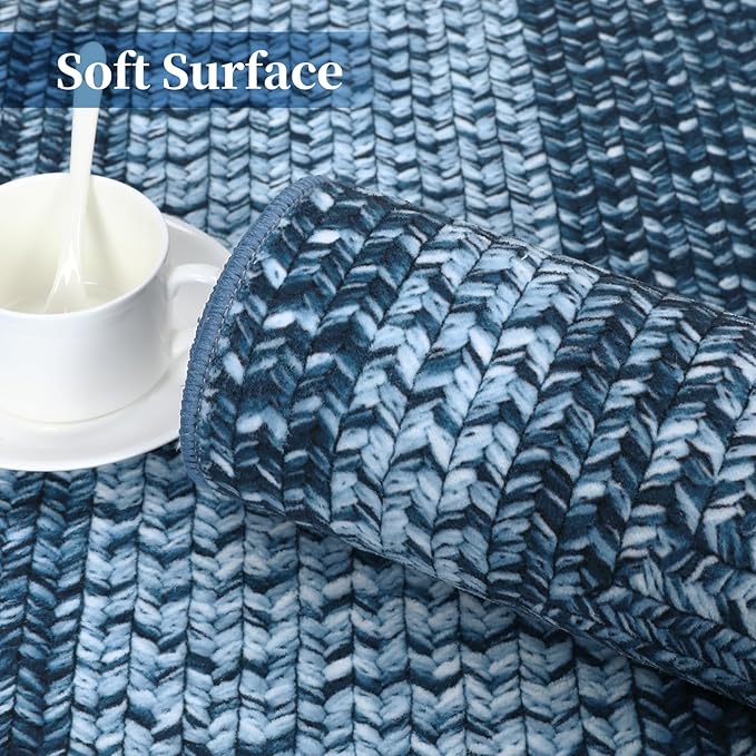 Washable Runner Rug 2x8 Bathroom Rugs Blue Modern Printed Braided Bedroom Rug Non Slip Geometric Area Rug Kitchen Rugs Stain Resistant Carpet for Laundry Room 2'x8' Blue
