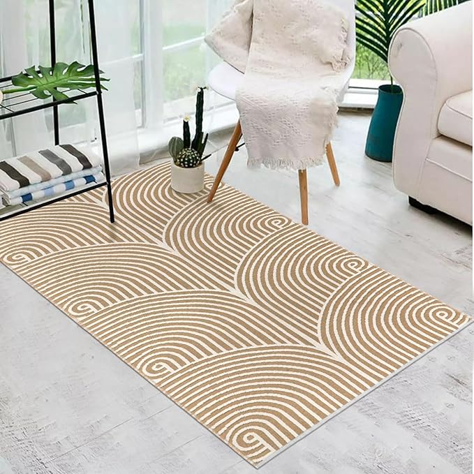 Tiffasea Front Door Mat Entrance Washable Entryway Rug 3'x5' Indoor Door Mat, Cotton Woven Tan Outdoor Porch Rug Reversible Entry Carpet Outside for Patio Bedroom Kitchen