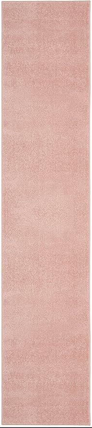 Nourison Essentials Solid Indoor/Outdoor Pink 2'2" x 18 Area Rug, Easy Cleaning, Non Shedding, Bed Room, Living Room, Dining Room, Deck, Patio, Backyard (2x18)