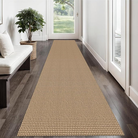 Braided Runner Rug 2x12 Ft Washable Runners for Hallways Non Slip Kitchen Runner Rug Cotton Extra Long Entryway Runner Indoor, Woven Carpet for Hall Entryway, Orange/Tan/Brown