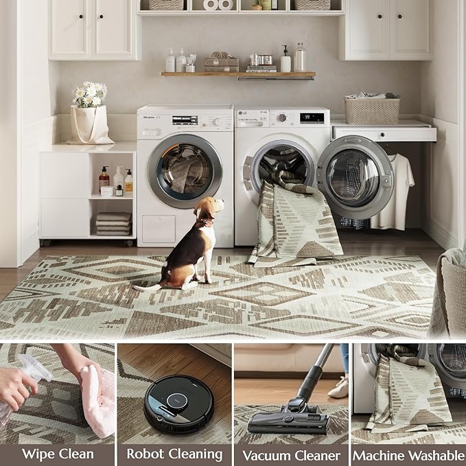 jinchan 8x10 Kids Washable Area Rug Geometric Moroccan Faux Jute Indoor Nursery Rug Non-Slip Colorful Modern Carpet for Playroom Kids Room Living Room Bedroom Laundry Room Boho Grey
