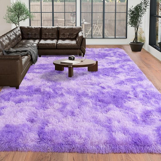 Large Rugs 8x10 Area Rugs for Living Room,Plush Fluffy Carpets for Boy and Girls Room, Modern Soft Shag Rug for Bedroom, Non Slip, Indoor Carpet for Kids Dorms Home Office Decor, Purple