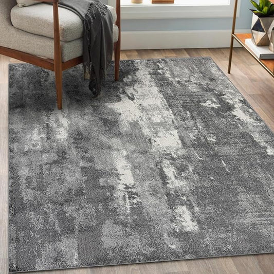 LUXE WEAVERS Euston Collection 7681 Dark Grey 9x12 Modern Abstract Area Rug