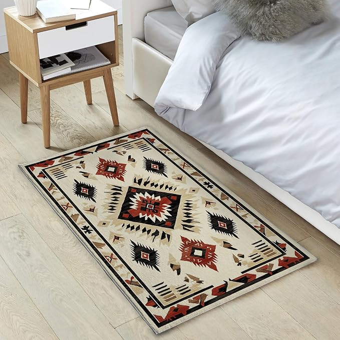 2x3 Entryway Rug Southwestern Rug Western Aztec Area Rugs Machine Washable Tribal Navajo Southwest Rug Non Slip Printed Low-Pile Indoor Door Mat Floor Carpet for Kitchen Bathroom Laundry