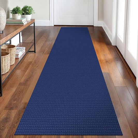Braided Runner Rug 2x8 Ft Washable Runners for Hallways Kitchen Runner Rug Rubber Backed Cotton Entryway Runner Indoor, Woven Floor Carpet for Hall Kitchen Bedroom, Royal Blue/Navy